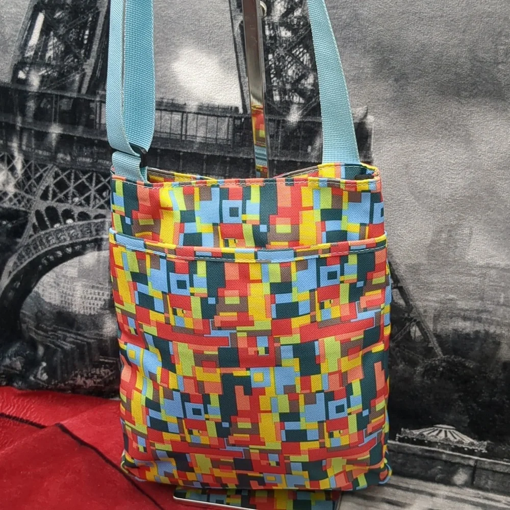 Kavu Keeper Crossbody Bag Geometric Teal Yellow Red